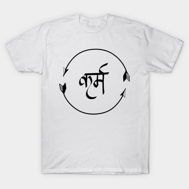 Karma in Hindi Cycle of Life Spirituality Hindu Dharma T-Shirt by alltheprints